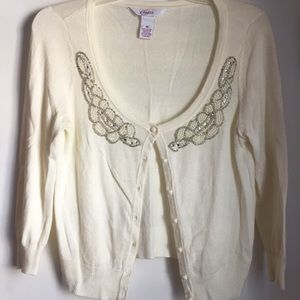 Cream cardigan with pearl detail